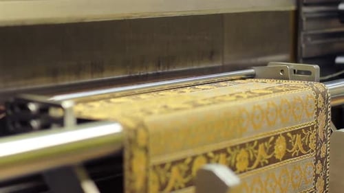 Textile Factory Loom Weaving Action