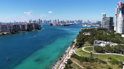 Miami Beach Skyline At Miami Beach In Florida United States.