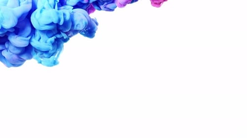 Abstract Blue and Purple Ink Swirling in Water