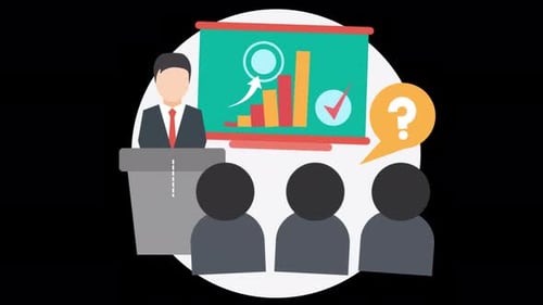 Successful Businessman Gives Training To His Employees 4K Alpha Channel