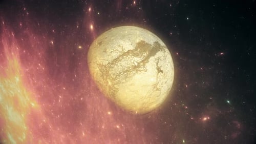 Glowing Abstract Planet With Nebula In Space