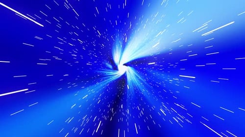 Flying in an Abstract Bright Neon Technology Tunnel