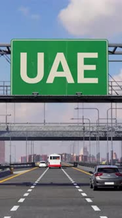 UAE Road sign on Highway Vertical Video