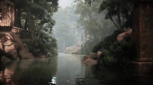 Rivière traversant une forêt verdoyante