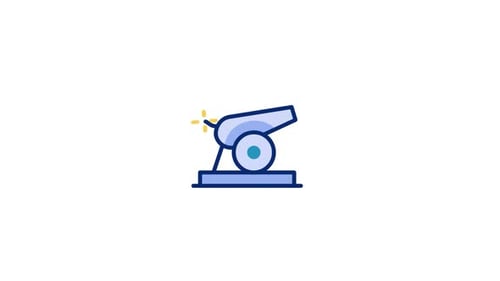 Flat Design Cannon Firing Icon Animation