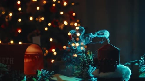 Christmas Still Life with Candle and Christmas Tree