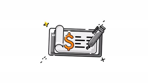 Minimalist Financial Checkbook and Pen Animation