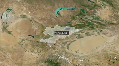 World Map Zooming to Kyrgyzstan Title Reveal
