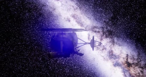 Futuristic Spacecraft Drifting Through Milky Way Galaxy