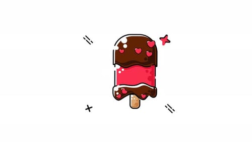 Animated Doodle Love Heart Popsicle with Dripping Chocolate