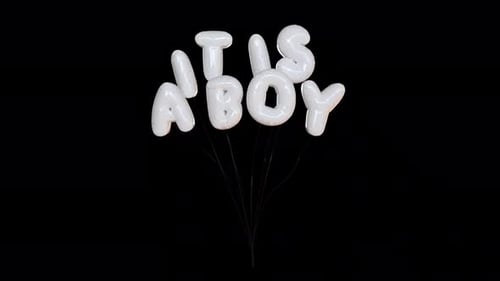 Animated 'It Is A Boy' White Balloon Announcement