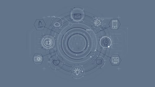 Futuristic HUD User Interface Animation with Technology Icons