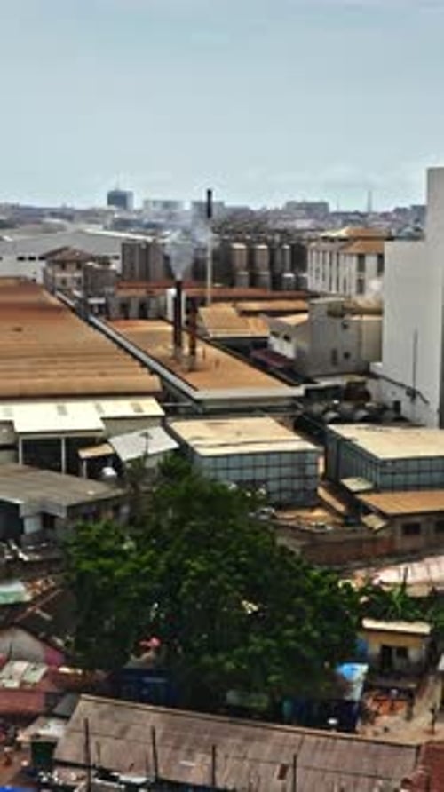 Aerial view of industrial and residential areas in Accra, Ghana