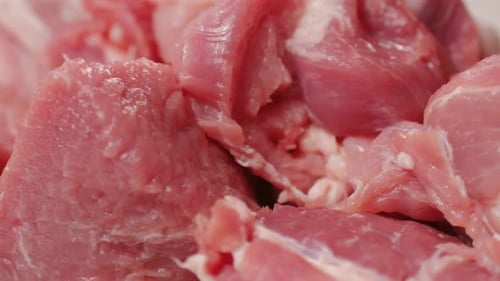 Close Up of Raw Red Meat Pieces