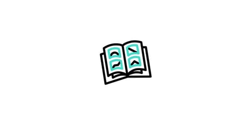 Animated Book Icon with Abstract Geometric Page Content