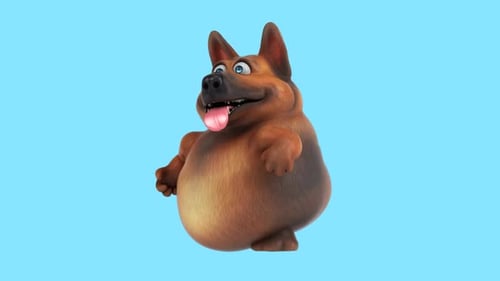 Fun 3D cartoon dog walking (with alpha channel)