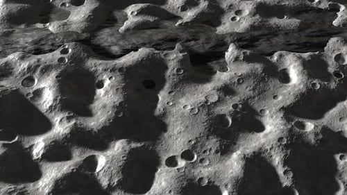 Realistic 3D Animation Flying Over Lunar Craters