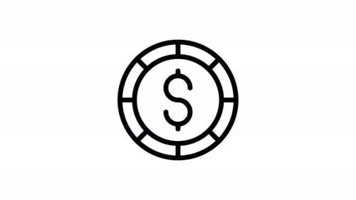 Animated Minimalist Dollar Coin Icon Reveal