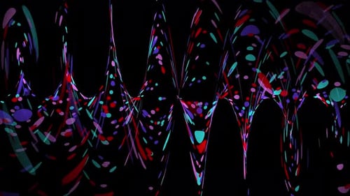 abstract lines shape different colorful flashing light dots, black background