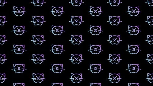 Cat Head Black Animated Loop Background 4K