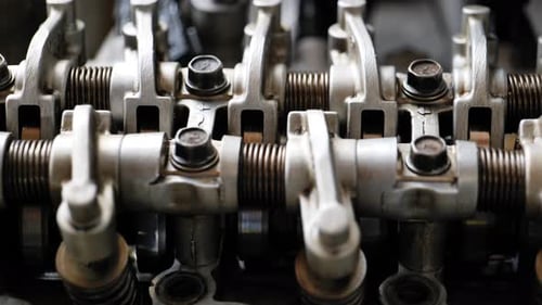 Car Engine Valve Mechanism During Maintenance or Repair