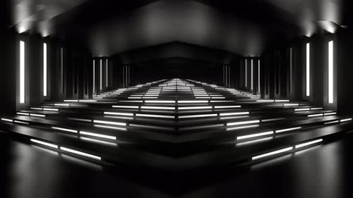 White Neon Stair Corridor Background Vj Loop In 4K