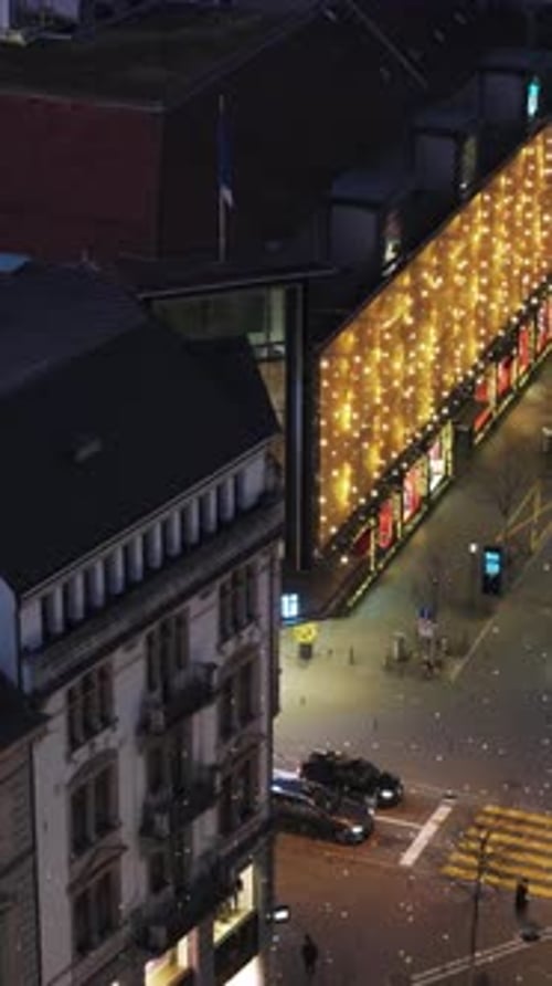 Aerial video of an urban scene in the city of Zurich, Switzerland
