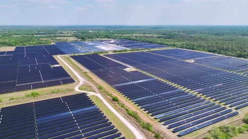 Renewable Electricity with Zero Emission Sustainable Electric Power Plant with Many Rows of Solar