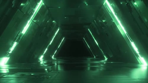 Neon Glowing Sci Fi Tunnel Background