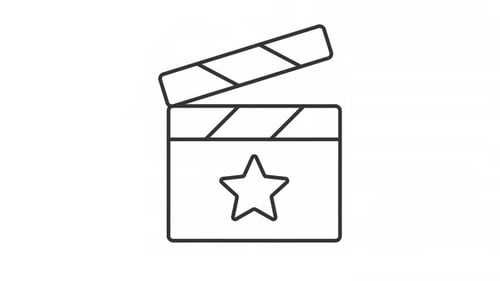 Animated Flat Design Clapperboard Star Icon