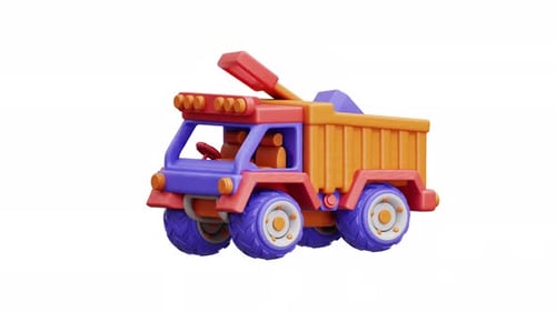 Toy Dump Truck 3d Animation Construction Vehicle Colorful Plastic