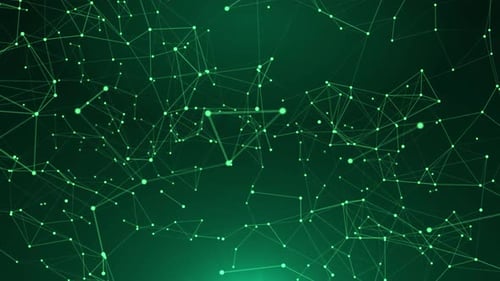 Plexus lines footage animation. Futuristic green background.