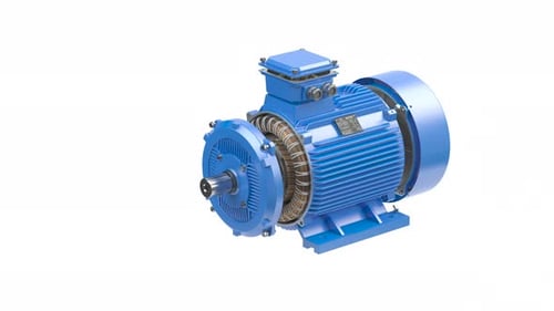 Electric Motor Parts and Structure in a Motion Isolated on White Background 3d Animation