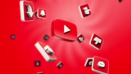 Dynamic 3D YouTube Social Media Icons Background Animation