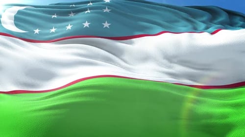 Realistic Waving Uzbekistan National Flag Animation