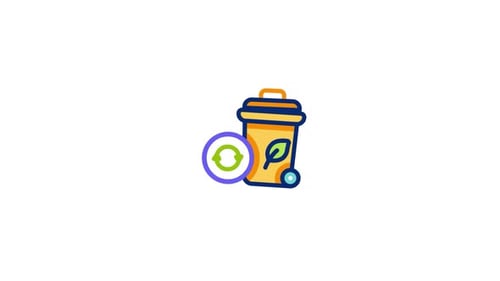 Animated Eco-Friendly Recycling Bin Icon Line Reveal