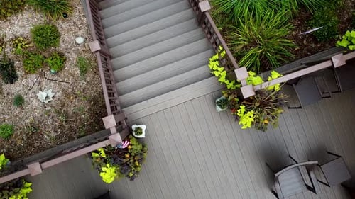 Drone landing on a plastic deck in Michigan.