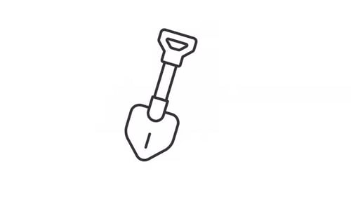 Animated thin line shovel black icon