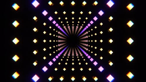 Purple And Yellow Tunnel With Pulsating Shrinking Particles Background Vj Loop In 4K