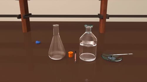 Basic chemistry experiment with flask and water