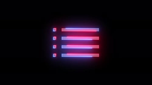 Neon Bulleted List Icon Blue Red Color Glowing Animation Black Background