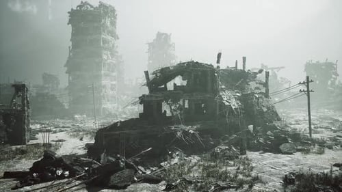 City in Ruins After Devastating Military Action Showcasing Total Destruction