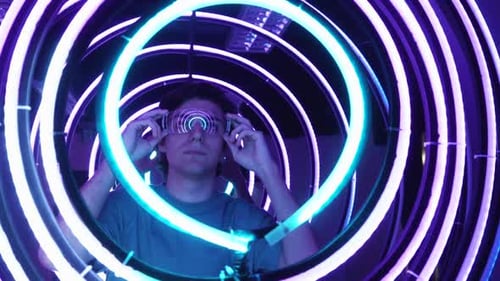 Man Inside Virtual Metaverse