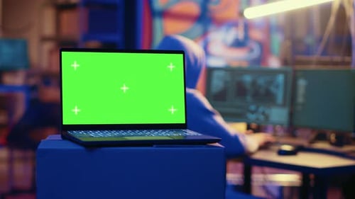 Virus Developed on Green Screen Laptop