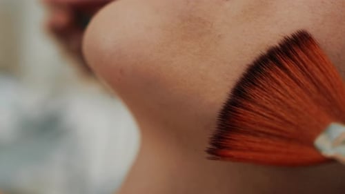 Makeup Brushes Applying Cosmetics to Face