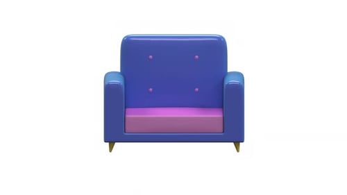 Rotating Modern 3D Blue Armchair Animation