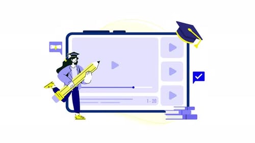 Flat Design Animation of Student Celebrating Online Graduation