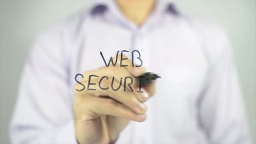 Web Security Written on Glass Surface by Adult