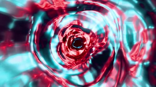 Red With Cyan High Fps Vj Loop Space Tunnel Background