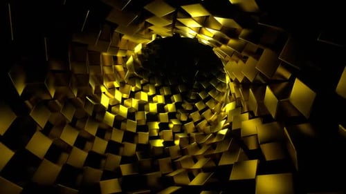 Tunnel With Gold Cubes Background Vj Loop In HD
